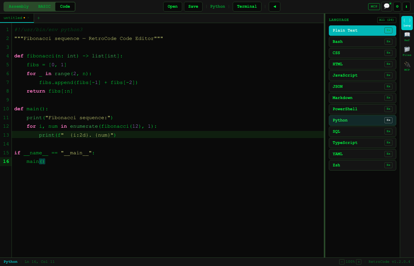 RetroCode modern code editor